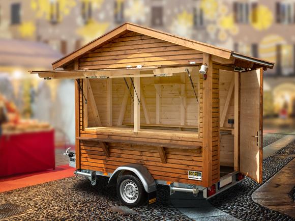 Mobile Hütte mit Fahrgestell